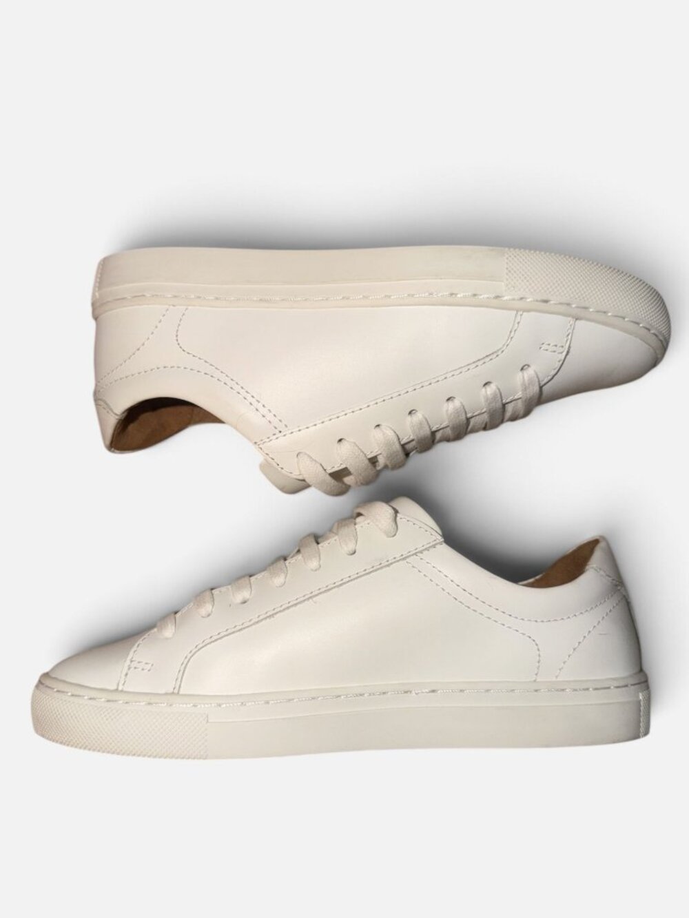 Banana Republic Nicklas Sneaker Mens 7 / W8.5 White Smooth Leather Fashion Shoe - Picture 6 of 11
